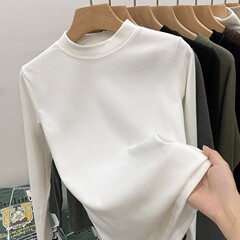 双面德绒圆领打底衫女秋冬季亲肤保暖内搭修身显瘦百搭长袖上衣