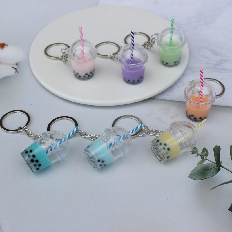 Cross-border Internet Red Pearl Milk Tea Coffee Cup Keychain Couple Milk Tea Cup Keychain Pearl Milk Tea Hand Pendant