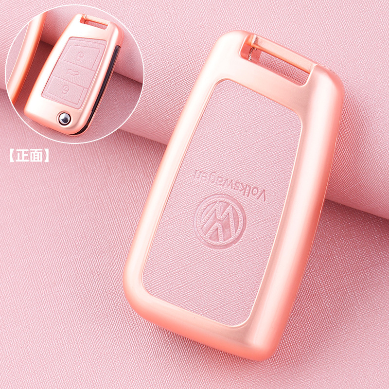 ZH 폭스바겐 모델 B [로즈 골드-핑크 가죽] 싱글 메탈 케이스