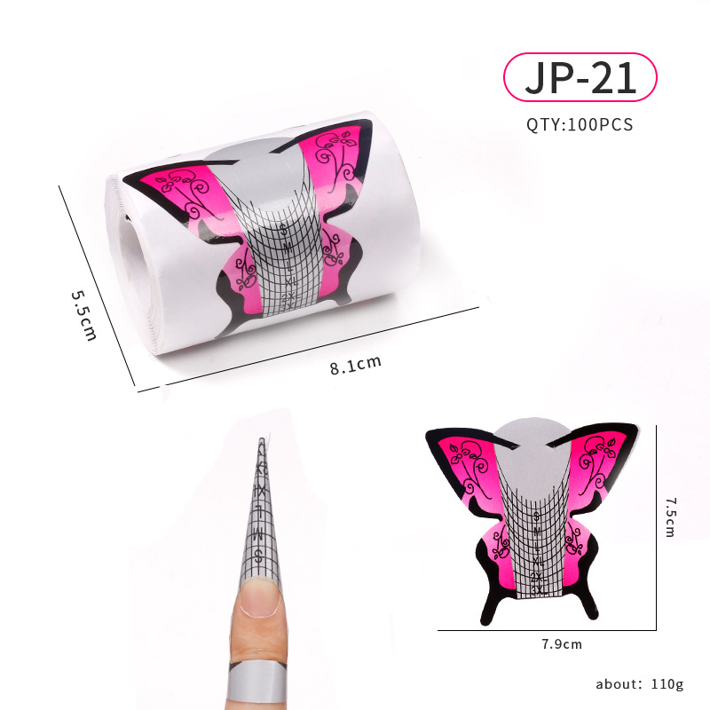 Soporte de papel de uñas de herradura extensión de fototerapia de cristal herramienta de uñas arte de uñas mariposa mosca titular de dedo rectangular 100 unids/rollo