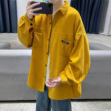 衬衫男长袖ins秋冬宽松百搭韩版复古潮痞帅休闲灯芯绒衬衣外套