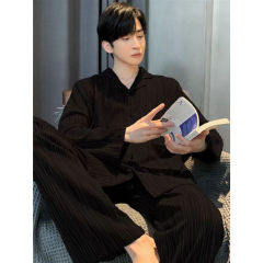 春と秋の男性用パジャマ、純綿長袖メンズプラスサイズ、若者用秋冬ホーム服、屋外で着用して暖かく保つことができます。