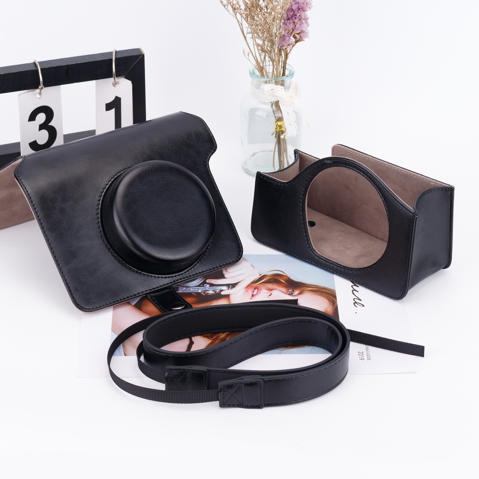 레트로 필름 카메라 MAILLARD 컬러 W300 카메라 PU 솔리드 컬러 스토리지 백 숄더 크로스 바디에 적합