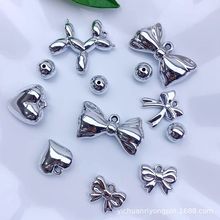 亚克力abs高货uv电镀爱心蝴蝶结气狗diy钥匙扣玩偶挂件饰品配件材