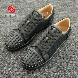 欧洲外贸CL红底系带新款休闲男鞋低帮板鞋铆钉鞋时尚百搭平底鞋潮