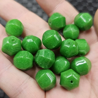 翡翠玉干青六棱珠玉石散珠祖母绿灯笼珠多棱路路通手链饰品配件