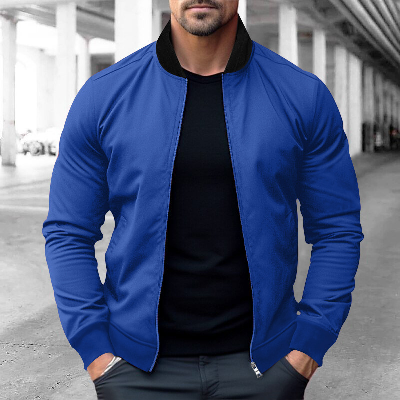 Men's Stand-Up Collar Zippered Casual Long-Sleeved Sweatshirt Jacket For Autumn And Winter_voghion.com