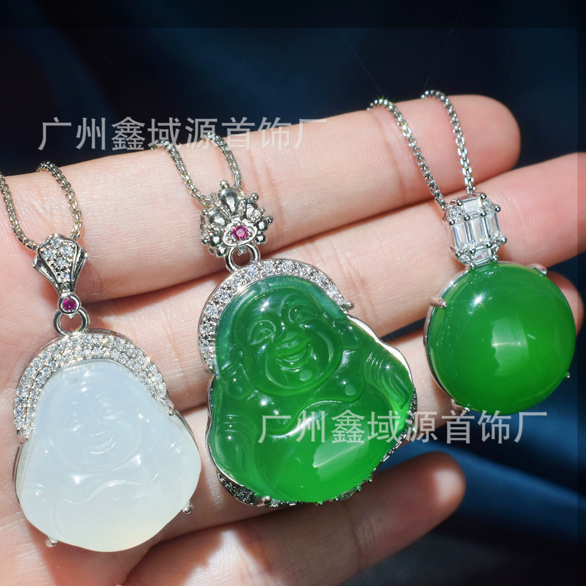 Новый китайский стиль, кулон Будды с большим животом, белый ледяной халцедон, бриллиантовое ожерелье Будды, цепочка на ключицу Будды Майтрейи, оптовая продажа с фабрики