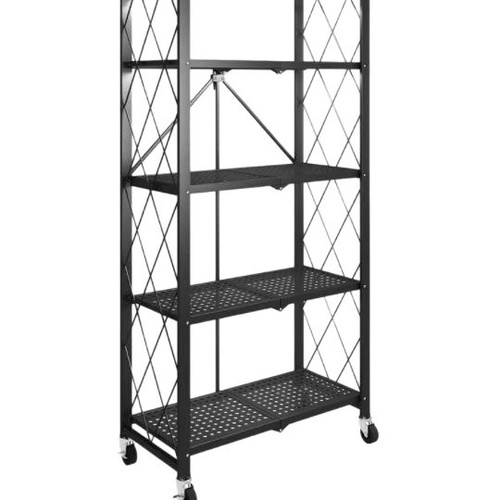 Home-use, No-Installation Folding Multi-Tier Storage Rack – Perfect for Snacks, Microwaves, and Mobile Kitchen/Balcony Storage