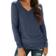 2024 Women's New V Neck Long-sleeved Women's T-shirt Export Shirt Cross-border Pure Color Top T-shirt