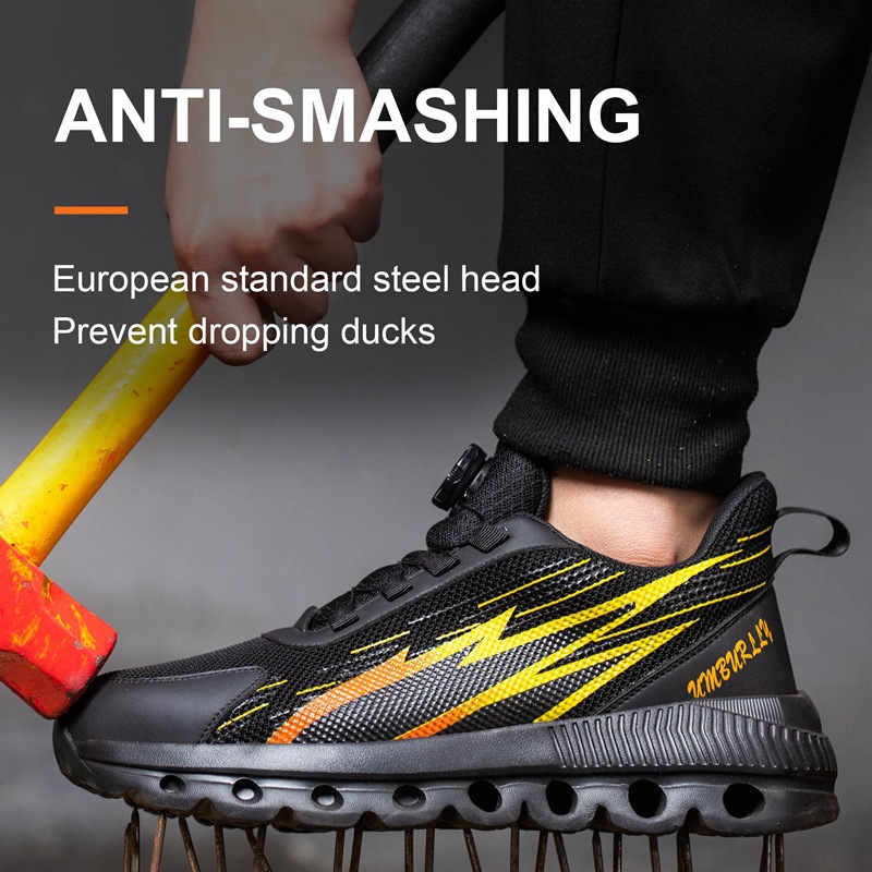 Cross-border labor protection shoes for men, AliExpress, anti-punching and anti-piercing, breathable men's lazy safety shoes, steel wire rotation