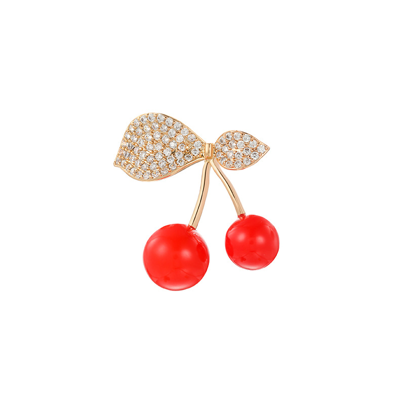 Xuping moda europea y americana creativa transfronteriza personalidad broche de cereza incrustado de zircon temperamento dulce accesorios de ropa image 6