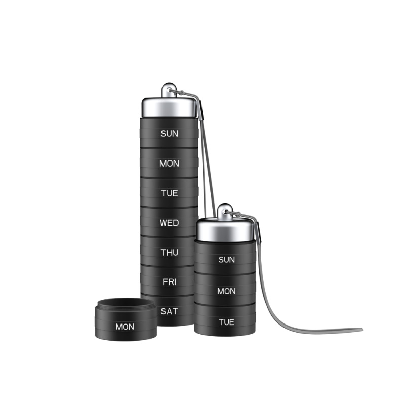 Amazon sellado al aire libre a prueba de agua de almacén caja de la píldora del metal combinación desmontable conveniente aleación de aluminio caja de la píldora 7 días a la semana