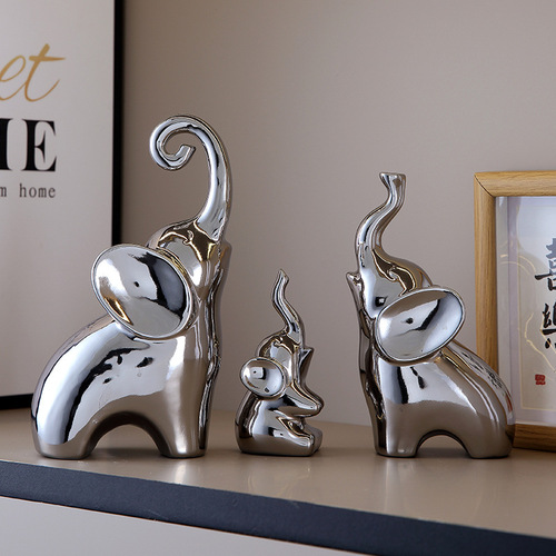 Light Luxury Modern Ceramic Elephant Decorative Figurine for Entranceway, Perfect as a Home, Living Room, Wine Cabinet, or TV Cabinet Accent—Also Ideal as a Housewarming Gift