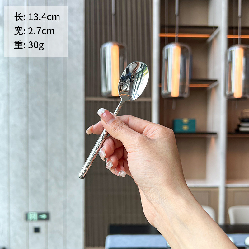 円ドリル304ステンレス食器ステーキナイフフォークスプーン軽贅沢ハンマーハンドル高颜値家庭用ホテル西洋食器|undefined