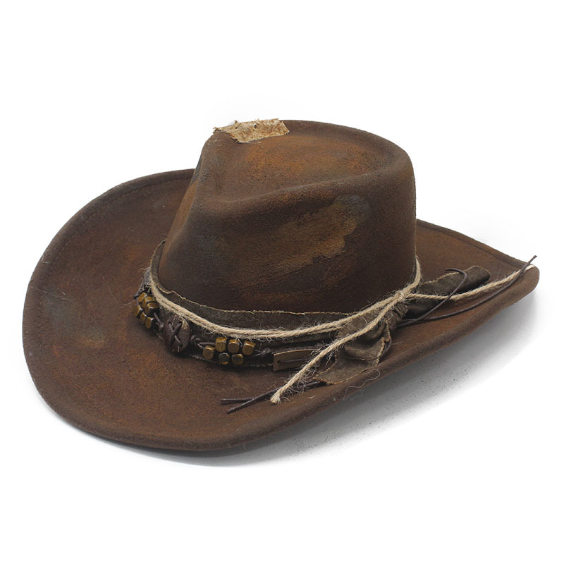 Cross-Border Vintage-Style Western Cowboy Hat, British Felt Hat, Wide-Brimmed Sunshade Gentleman's Hat, Burnt-Effect Design, Dress Hat Cross-Border Vintage-Style Western Cowboy Hat, British Felt Hat, Wide-Brimmed Sunshade Gentleman's Hat, Burnt-Effect Design, Dress Hat