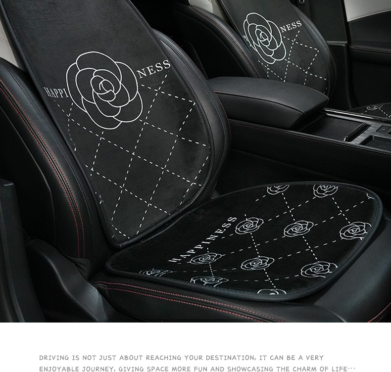 Blue Rain Car Seat Cushion, Plush High-End Camellia Car Seat Cushion, Autumn and Winter Warm and Comfortable Car Seat Cover