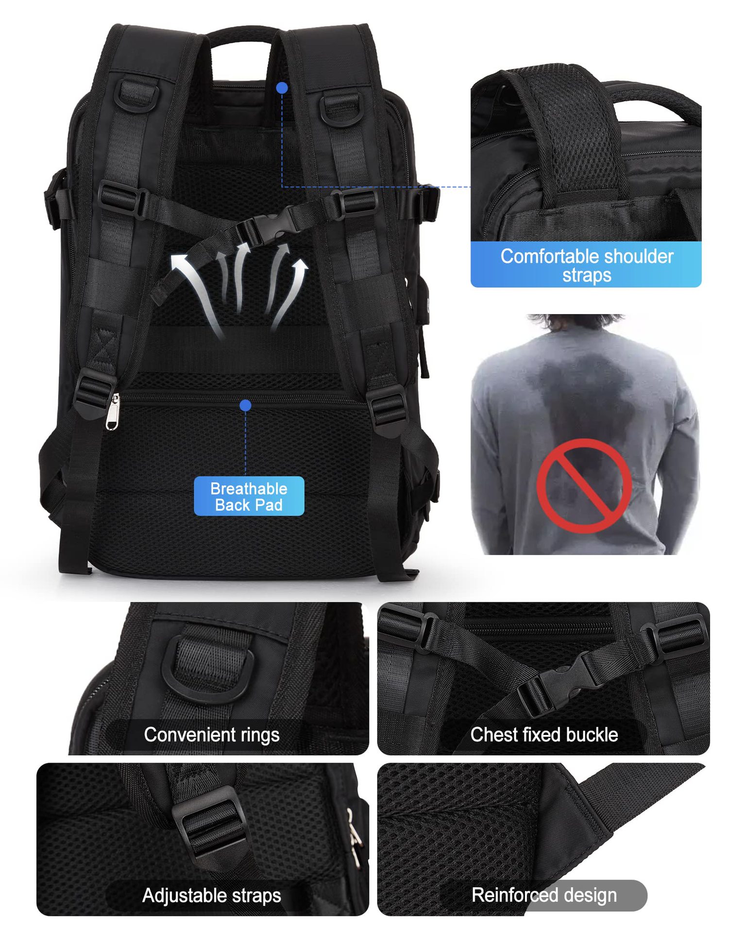 1875g Weight Nylon Lining Material Zipper Closure Type Double Shoulder Straps Strap Type Functional Backpack Bags Type Travel, Daily Occasion Nylon Material Women's Backpack Backpack Solid Color Pattern All Seasons Season Unisex Gender Streetwear Style Square Shape Solid Color Travel Daily Women's Backpack 24
