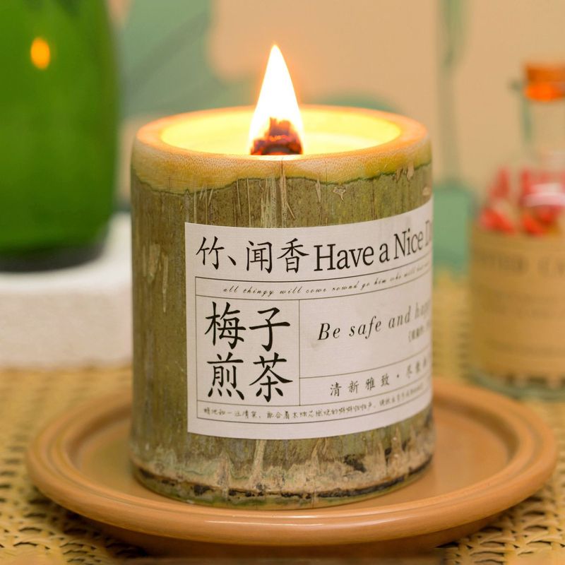 煎茶ins风竹子香薰蜡烛室内持久熏香大豆蜡竹子小众生日礼物|undefined