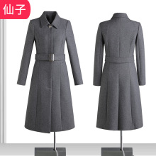 中长款加厚毛呢外套女装秋冬时尚高级感酒店前台物业职业呢子大衣
