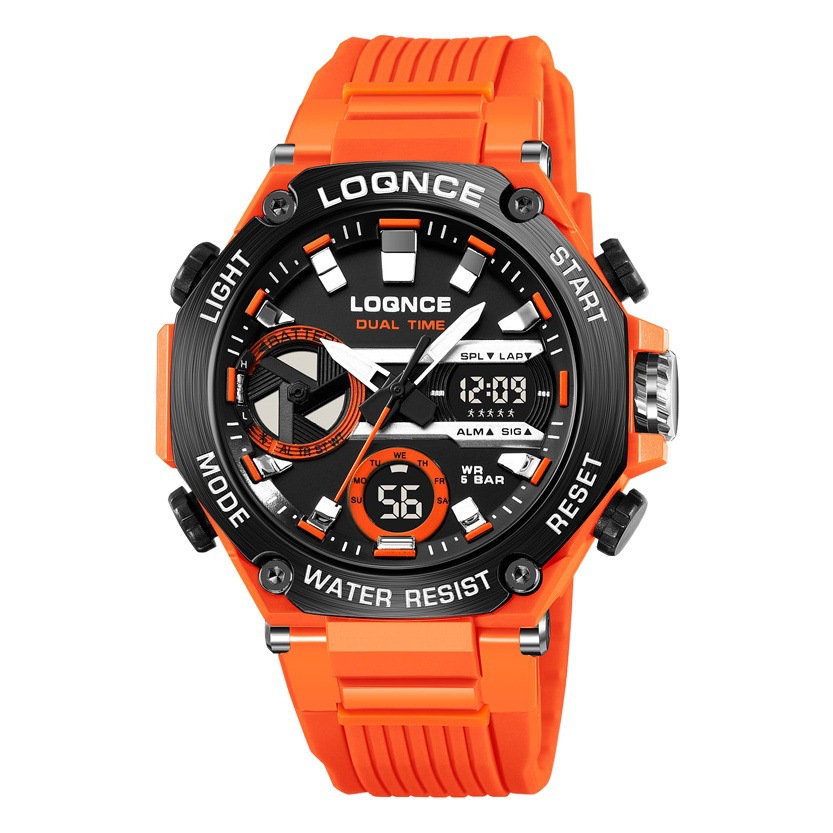 LOQNCE colorido reloj deportivo multi-funcional de doble pantalla luminosa sincronización electrónica reloj impermeable cinta reloj 98001