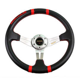 现货供应 14inch/350mmPVC四条带刺绣赛车方向盘运动汽车方向盘