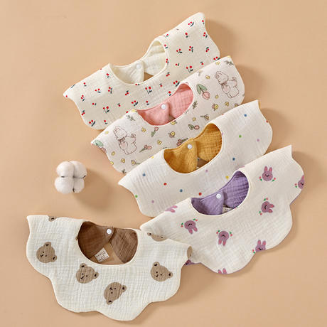 Double-Sided Baby Saliva Towel Pure Cotton Waterproof Bib Gauze Soft Baby Newborn Anti-Vomiting Petal Bib