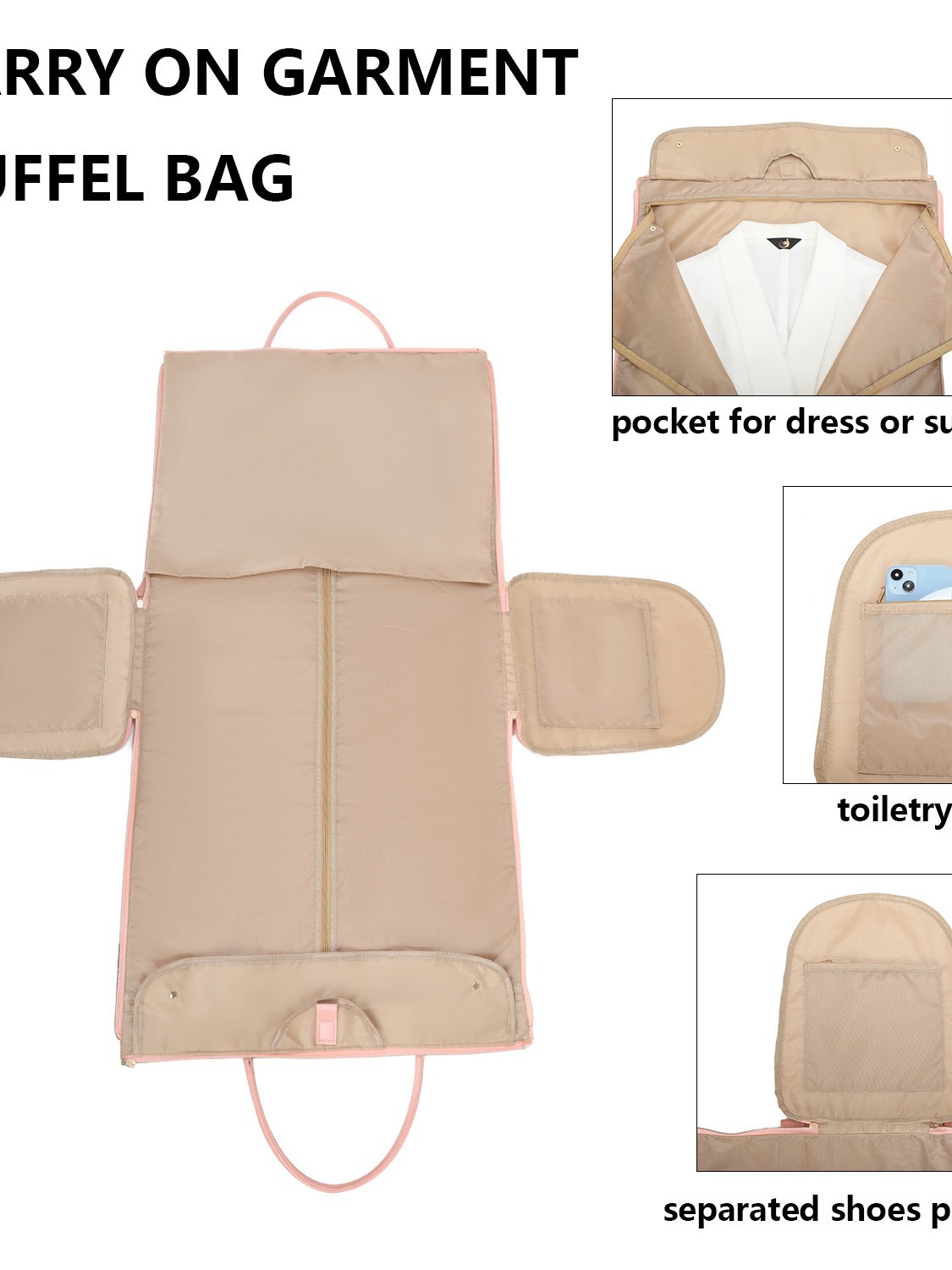 Fábrica de Amazon viajar conveniente bolsa de ropa de mano grande bolsa de cuero PU moda femenina