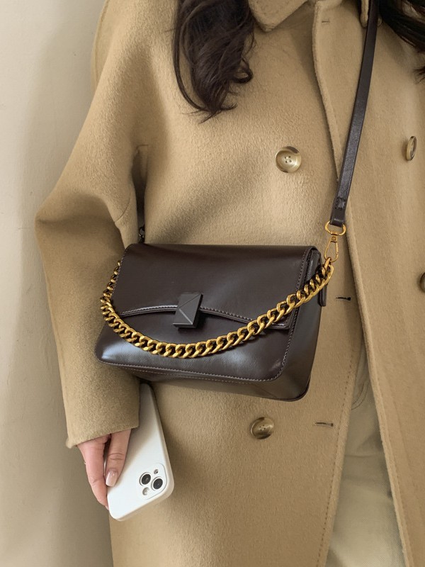 Bolso cuadrado de textura francesa de mujer comercio exterior nueva moda ligera cadena de lujo bolso de hombro bajo la axila bolso de alta calidad
