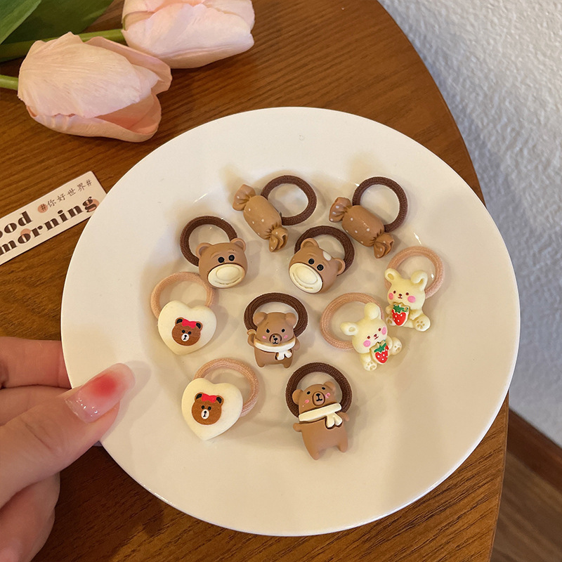 ミルクカレー色の子供の親指の髪輪赤ちゃんの髪ひもの髪飾り少女は髪ひもを刺して髪ゴムの髪飾りを傷つけない|undefined