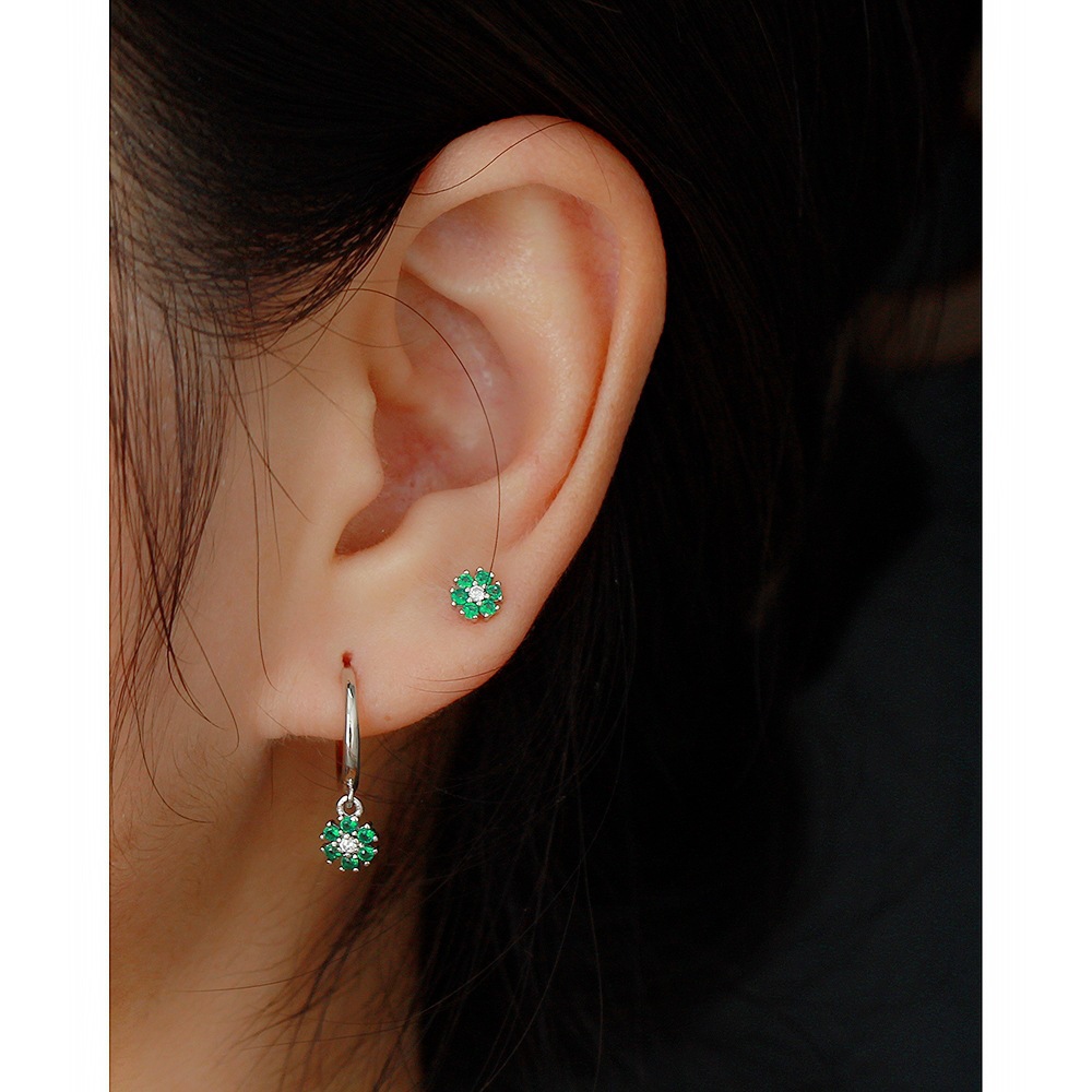 Drop Earrings Classification 1 Pair Quantity Daily Occasion 925 Sterling Silver Material 1 Pair 925 Sterling Silver Turquoise Zircon Flower Drop Earrings