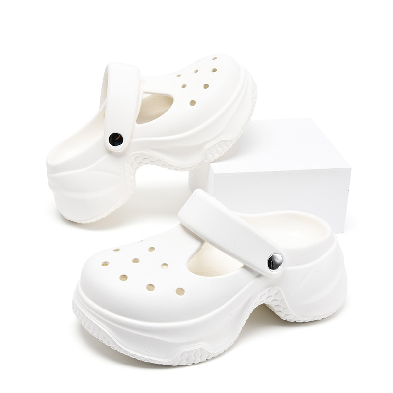 New Style Hole Shoes Women's Summer Breathable Non-Stinky Feet Baotou Tow EVA Outer Wear Thick Bottom Wear-Resistant Non-Slip Camping Slippers