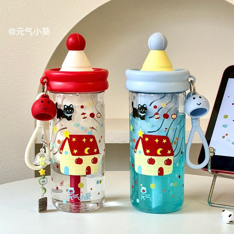 2025新款高颜值Tri'tan塑料花茶杯ins女生户外大容量卡通吸管水杯|undefined