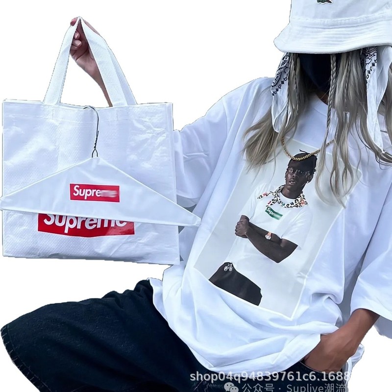 ヘビーウェイトクロスボーダー アメリカンファッション Supreme レタープリント Tシャツ BOX ラウンドネック 半袖 メンズ レディース ゆったり カジュアル Tシャツ 男女兼用|undefined