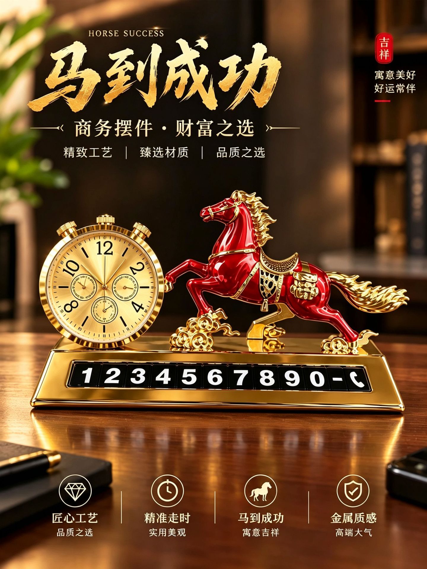 2026 new car ornaments, alloy horse figurine for good luck, car perfume holder, car decoration, horse figurine for prosperity