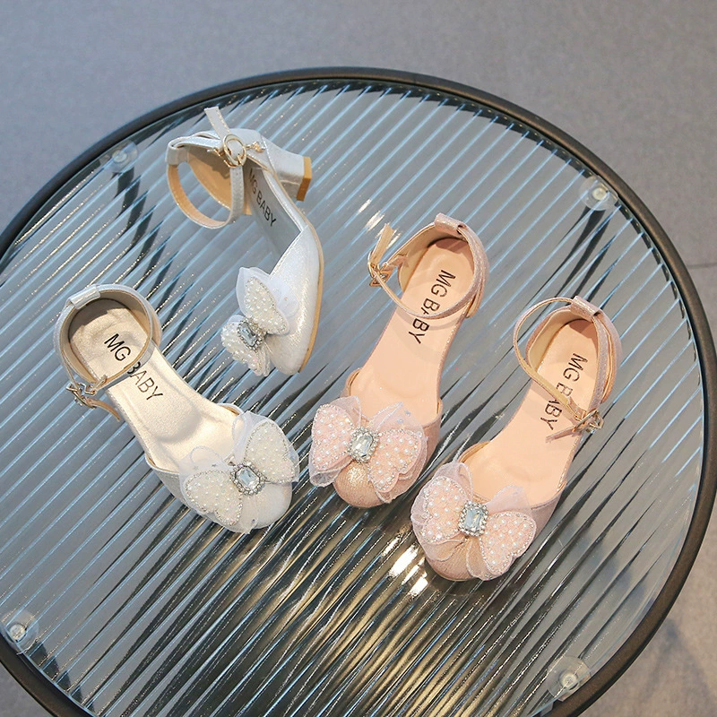Сладкий цветок дети на высоком каблуке 2023 летние новые туфли принцессы для девочек сандалии для маленьких девочек грубая детская обувь оптом