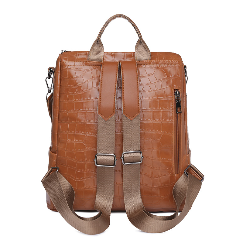 Comercio exterior 2023 verano nuevo estilo coreano PU mochila femenina moda simple de gran capacidad mochila de viaje de un solo hombro