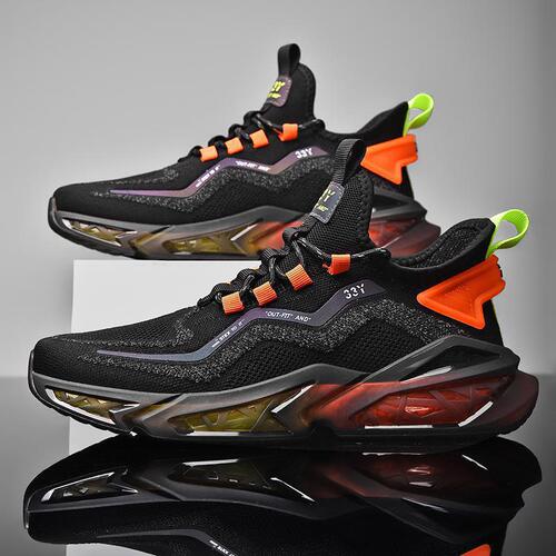  spring new thick-soled fashionable casual shoes men's breathable fly-knit mesh sports shoes running men's shoes
