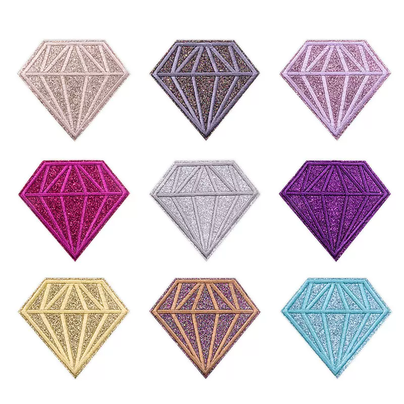 爆款电脑绣花章仔亮粉多彩砖石图标装饰服装刺绣布贴精品服装辅料