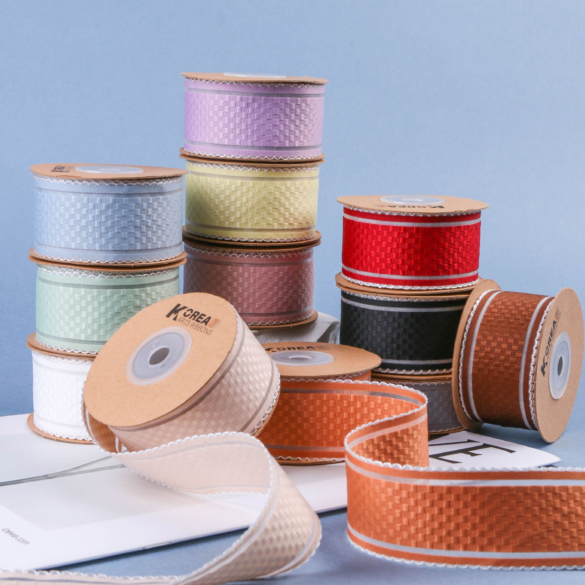 Double-Sided Striped Satin Ribbon Transparent Earlap Ribbon DIY Bow Hair Accessory Flower Gift Box Baking Packaging Material
