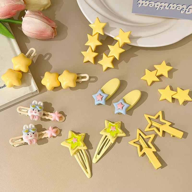 多巴胺星星发夹y2k少女鸭嘴夹头饰前额侧边刘海发卡2024新款发饰