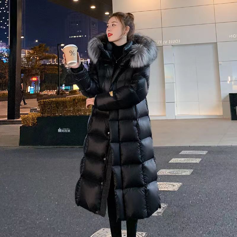 Women's Long down Cotton Coat 2025 Winter New Loose Hong Kong Style Black Gold Thickened Puffer Jacket Cotton-Padded Jacket Coat Women's Long down Cotton Coat 2025 Winter New Loose Hong Kong Style Black Gold Thickened Puffer Jacket Cotton-Padded Jacket Coat