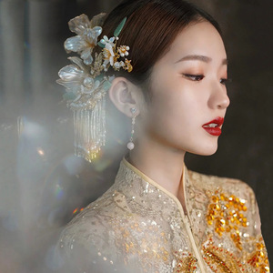 Xiuhe bridal Headwear Set chinese folk Ancient costume hanfu hair accessories Chinese Wedding Dress Accessories photos shooting hairpin