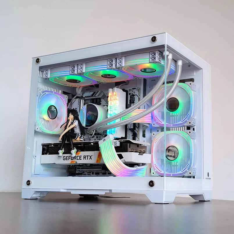 Корпус игрового ПК Seaside Mini/MATX со стеклянной боковой стенкой, водяное охлаждение 360 мм готово, компактный
