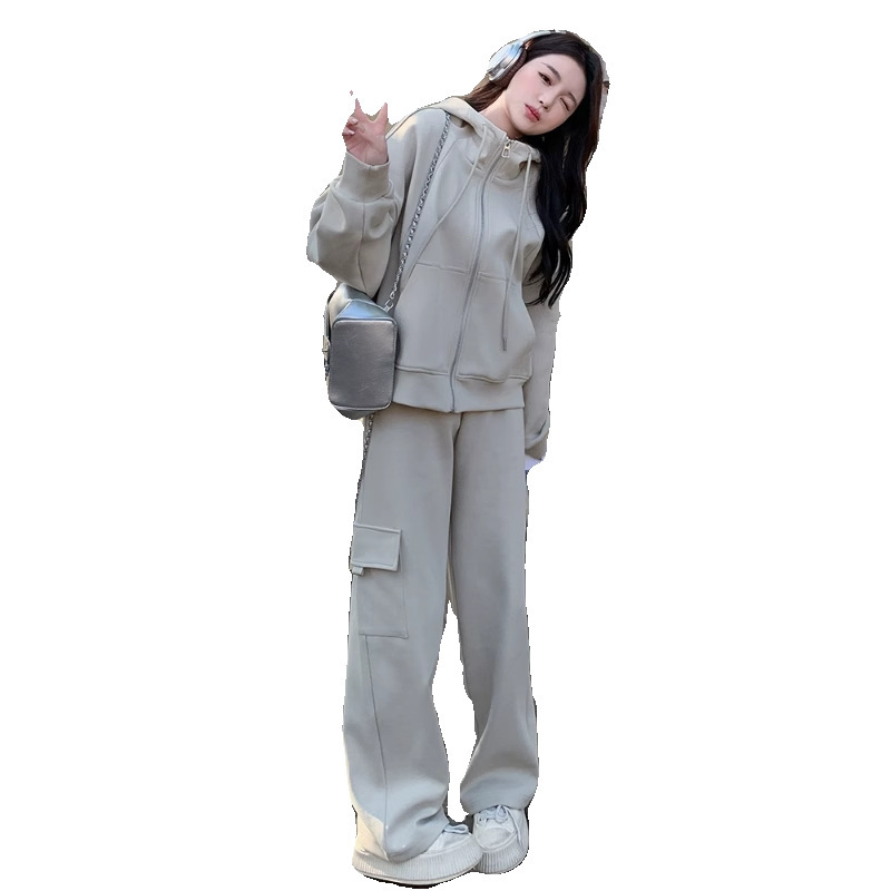 高级感休闲运动套装女春秋小个子工装风卫衣卫裤两件套早秋一整套|undefined