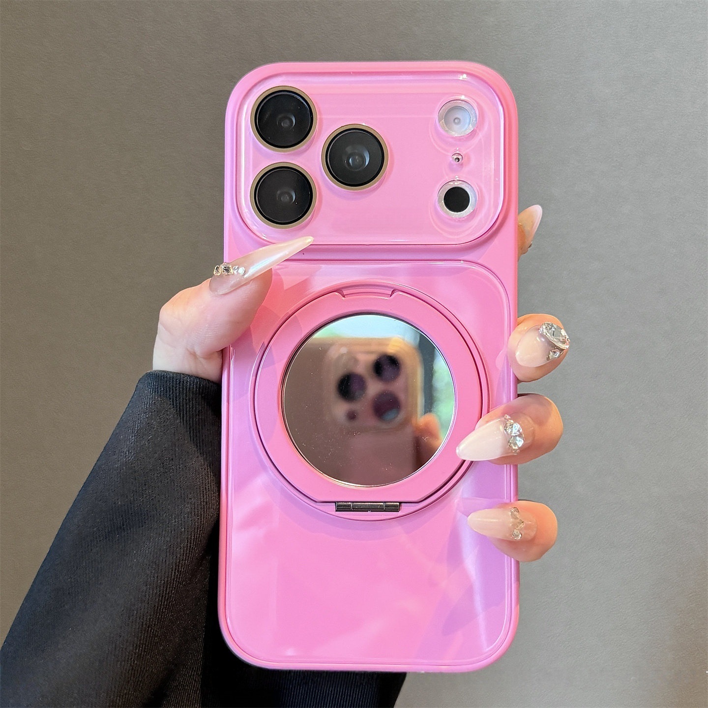 Funda Magnética de Vidrio para iPhone 17 Pro Max con Soporte Giratorio de Espejo, Antigolpes