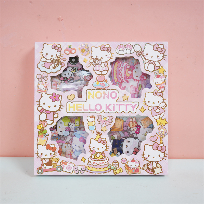 Sanrio Cultural y Creativo Moe Star Party 100 en PET Pegatinas impermeables transparentes Stitch Children's Kapi Hand Cart Periférico