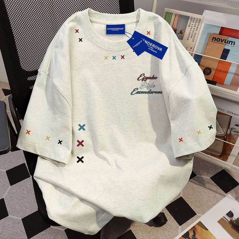 American Design Symbol Cartoon Print Pure Cotton Short-Sleeved T-Shirt for Women 2025 Versatile Summer Bottoming Shirt Top