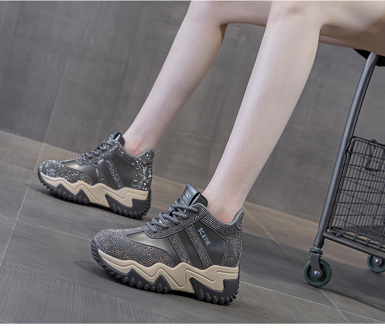Giày sneaker nữ chunky đế dày phong cách hot girl, cổ điển năng động mùa đông 2025 — M2669 màu vàng một lớp lót trong, M2669 một lớp màu đen, M2669 màu đỏ một lớp bên trong, M2669 màu xám một lớp bên trong chi tiết 19