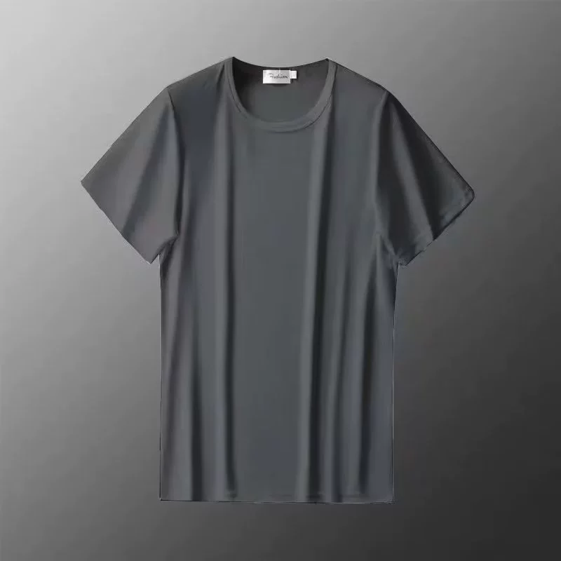 Summer silk thin sports T-shirt, quick-dry, oversized, round collar